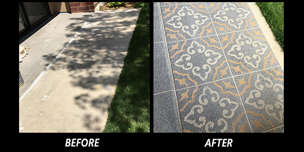 Stenciling magic on a patio